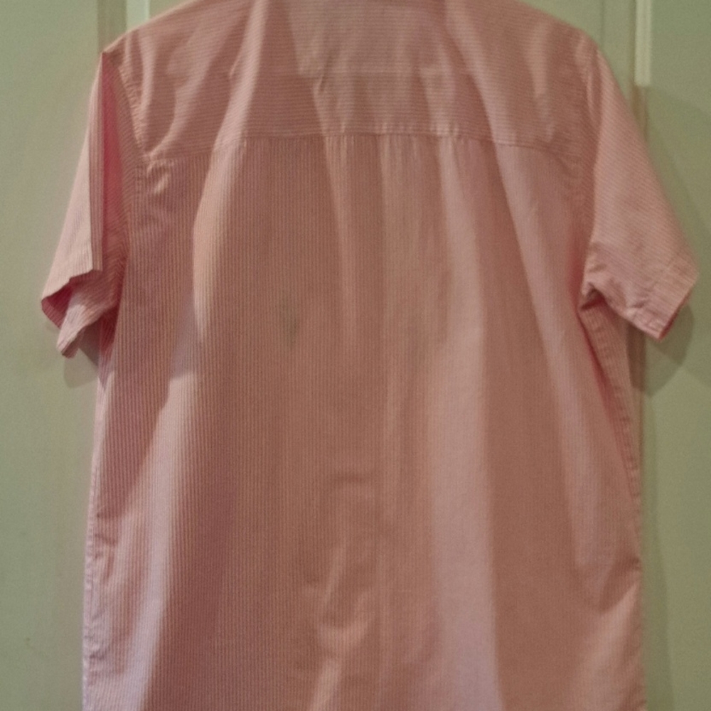 Basic Editions Floral Embroidered Button Down Shirt Pink Striped size M - Picture 10 of 16